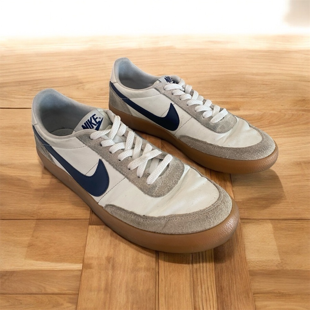 Nike Killshot Style Leather Suede Sneakers Gum Sole Navy Swoosh Size 7.5